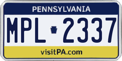 PA license plate MPL2337