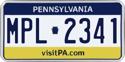 PA license plate MPL2341