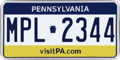PA license plate MPL2344