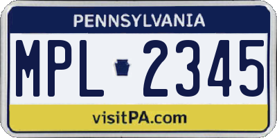 PA license plate MPL2345