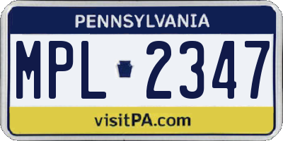 PA license plate MPL2347