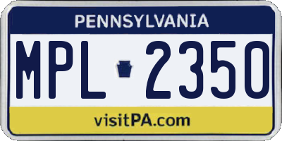 PA license plate MPL2350