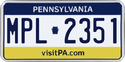 PA license plate MPL2351