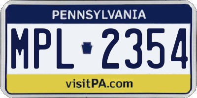 PA license plate MPL2354