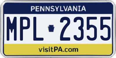 PA license plate MPL2355