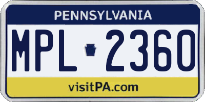 PA license plate MPL2360