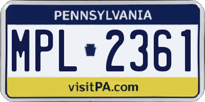 PA license plate MPL2361