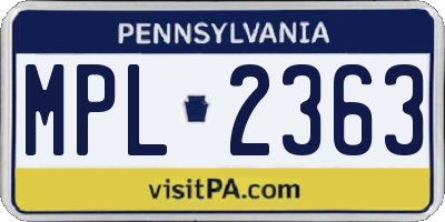 PA license plate MPL2363