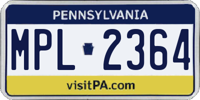 PA license plate MPL2364
