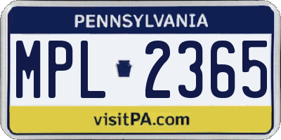 PA license plate MPL2365