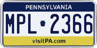 PA license plate MPL2366