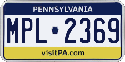 PA license plate MPL2369