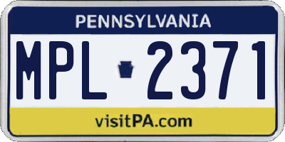 PA license plate MPL2371