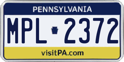 PA license plate MPL2372