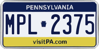 PA license plate MPL2375