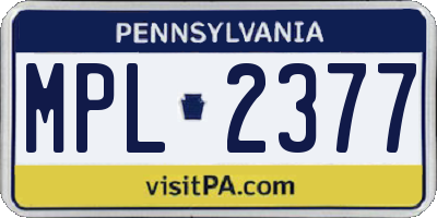 PA license plate MPL2377