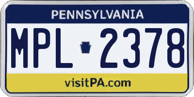 PA license plate MPL2378