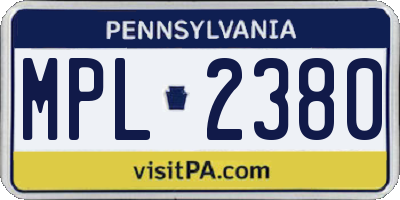 PA license plate MPL2380