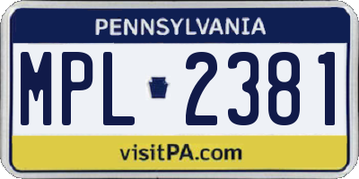 PA license plate MPL2381