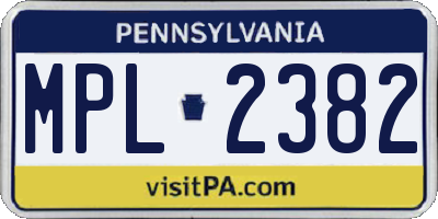 PA license plate MPL2382