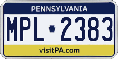PA license plate MPL2383