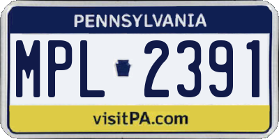 PA license plate MPL2391