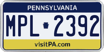 PA license plate MPL2392