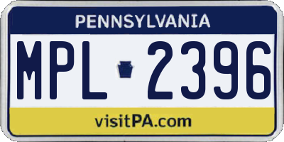 PA license plate MPL2396