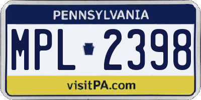 PA license plate MPL2398
