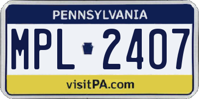 PA license plate MPL2407
