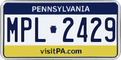 PA license plate MPL2429