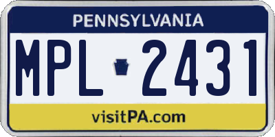PA license plate MPL2431