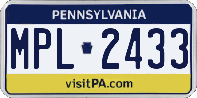 PA license plate MPL2433