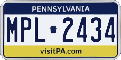PA license plate MPL2434