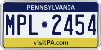 PA license plate MPL2454
