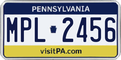 PA license plate MPL2456