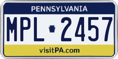 PA license plate MPL2457