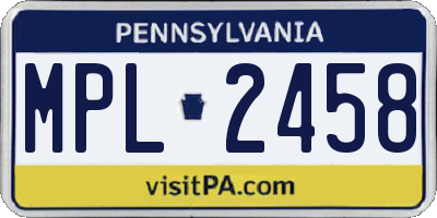 PA license plate MPL2458