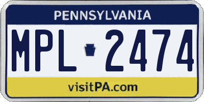 PA license plate MPL2474