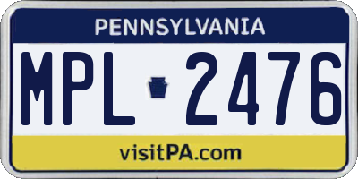 PA license plate MPL2476