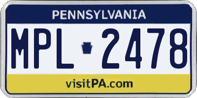 PA license plate MPL2478