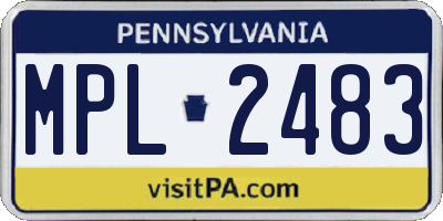 PA license plate MPL2483