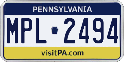 PA license plate MPL2494