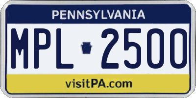 PA license plate MPL2500