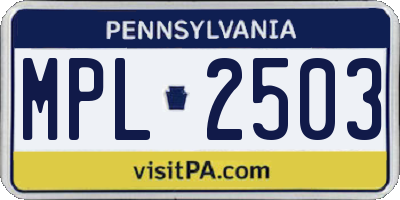 PA license plate MPL2503