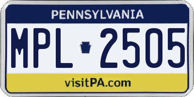 PA license plate MPL2505