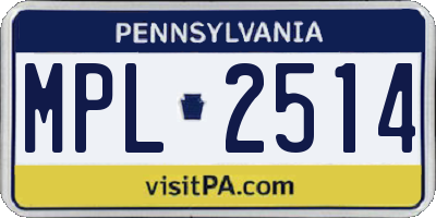 PA license plate MPL2514