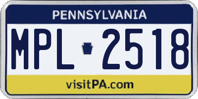 PA license plate MPL2518