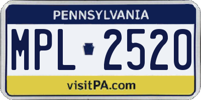 PA license plate MPL2520