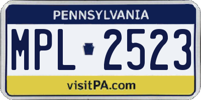 PA license plate MPL2523